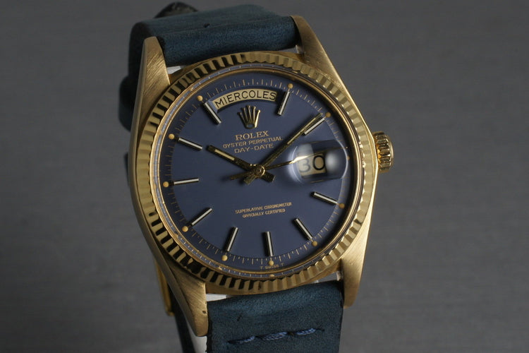 Rolex Vintage 18K YG President: Ref 1803 with Blue Dial