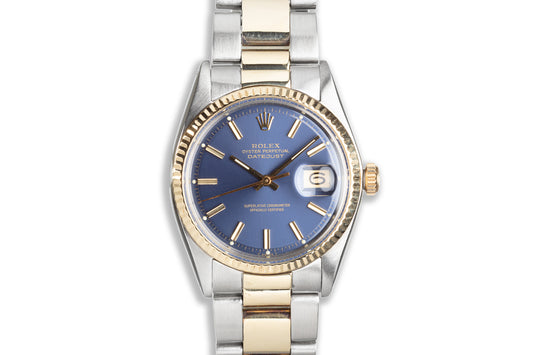 1973 18K/ST DateJust 1601 Blue Dial with Service Papers