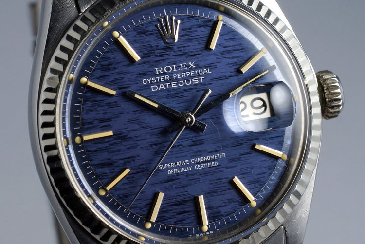 HQ Milton 1971 Rolex DateJust 1601 Blue Mosaic Dial Inventory 7994 For Sale