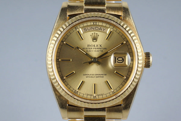 HQ Milton - 1983 Rolex YG Day Date 18038 with Box and Papers