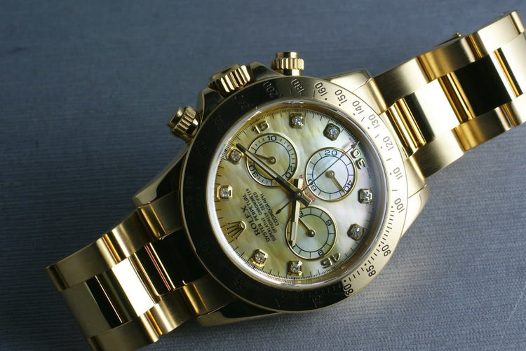 Rolex 18K Daytona 116528 Champagne MOP with Diamonds with papers