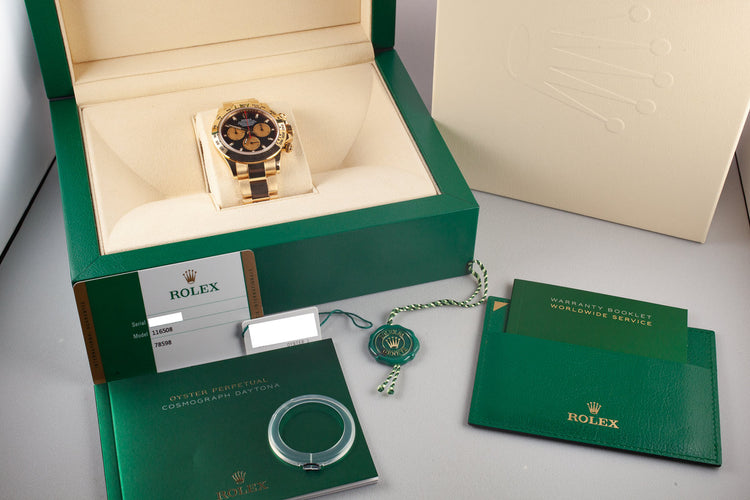 2018 Rolex 18K YG Daytona 116508 Black Dial with Box and Papers