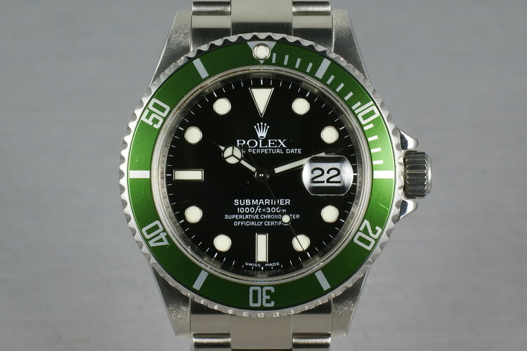 Rolex Green Submariner 16610 LV with Box and Papers M serial