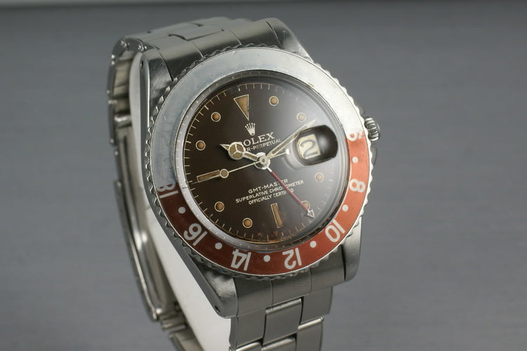 Rolex GMT 1675 Brown Chapter Ring Dial with Pointy Crown Gaurd Case