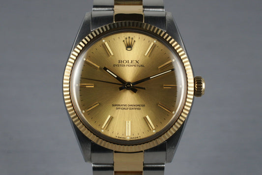 1988 Rolex Two Tone Oyster Perpetual 1005 with Box and Papers