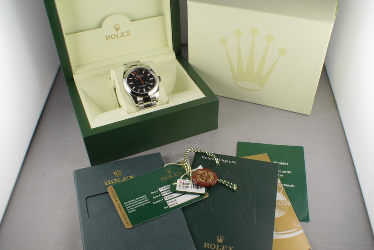 Rolex Milgauss BLACK Dial  116400  with Box and Papers