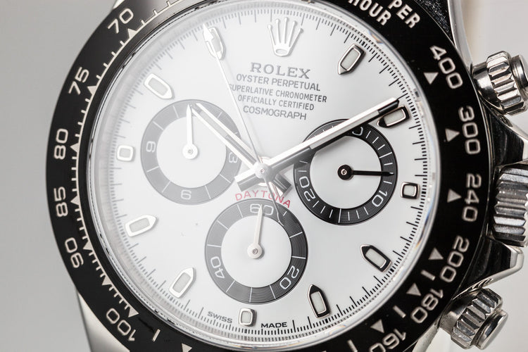 2017 Rolex Daytona 116500 White Dial with Black Ceramic Bezel and Box and Papers