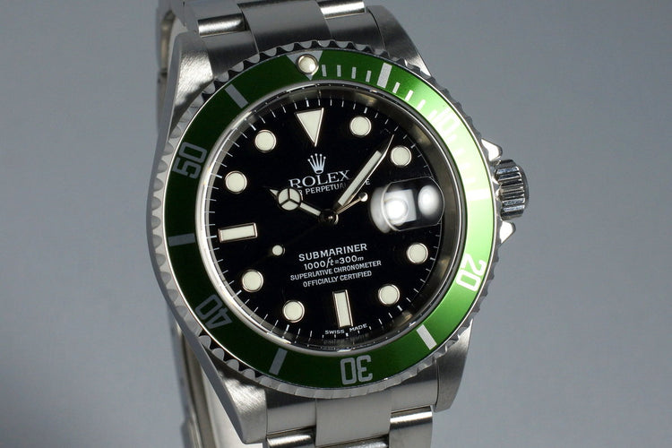 2004 Rolex Green Submariner 16610LV Mark II Dial with Box and Papers