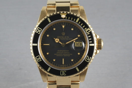 1980 Submariner 18K  16808 Black Nipple Dial with RSC Service Papers