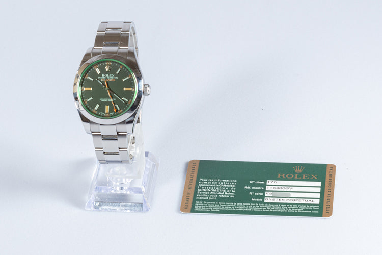 2011 Rolex Milgauss Green 116400GV with Card