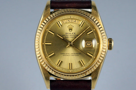 1970 Rolex YG Day-Date 1803 Champagne ‘Wide Boy’ Dial
