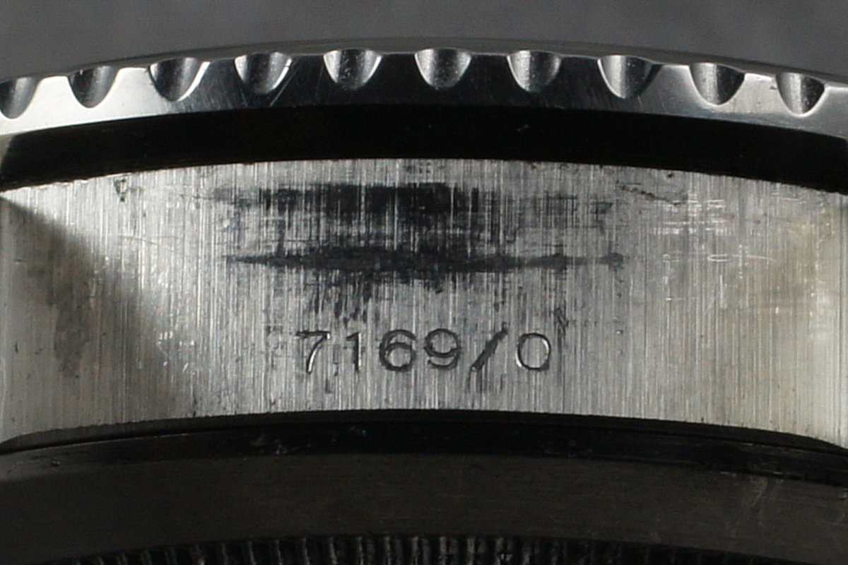 Tudor 7169/0 — Black and Grey Dial. The dealer discloses that lume was removed from this specimen’s markers. · Photo: HQ Milton · © HQ Milton, used with permission · Source: https://hqmilton.com/products/1975-tudor-monte-carlo-7169-0