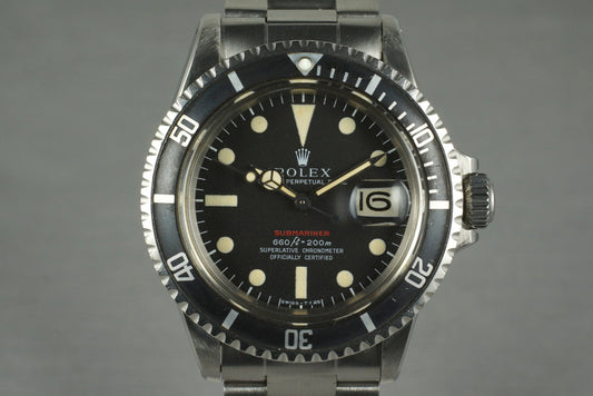1970 Rolex Red Submariner 1680 Mark IV Dial with Box and Papers