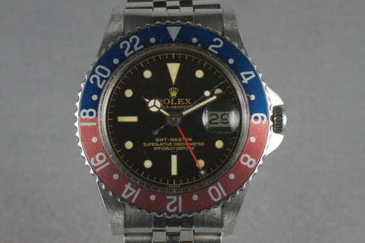 Rolex GMT 1675 PCG,gilt chapter ring Underline with Beverly Hills Service