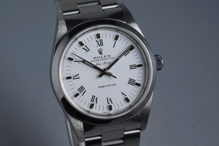 1999 Rolex Air King 14000 White Roman Dial with Box and Papers