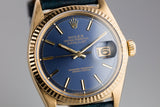 1965 Rolex 18K YG DateJust 1601 Blue Dial