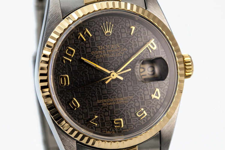 1995 Rolex Two Tone DateJust 16233 Charcoal Computer Dial with Box and Papers