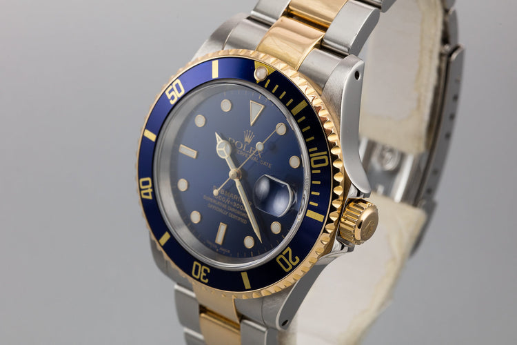 2000 Rolex Two-Tone Submariner 16613 Blue Dial