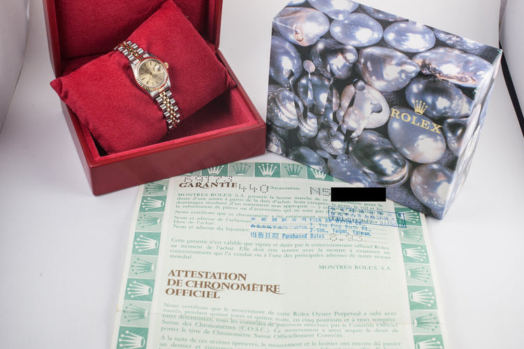 1991 Rolex Ladies Two Tone DateJust 69173 with Box and Papers