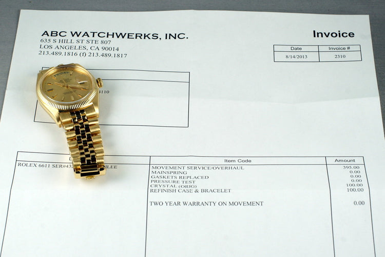 1958 Rolex 18K Day-Date 6611B with Service Papers