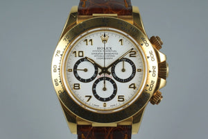 1995 Rolex YG Zenith Daytona 16518 White Arabic Dial with Box and Papers