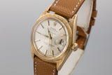 1964 Rolex 18K YG Morellis DateJust 1602 Silver Serpico Y Laino Dial with Service Papers
