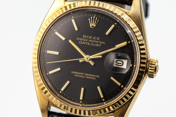 1970 Rolex YG DateJust 1601 Matte Black Dial