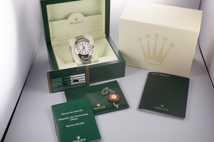 2009 Rolex Milgauss 116400 White Dial with Box and Papers