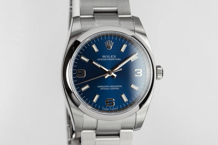 2017 Rolex Oyster Perpetual 114200 with Blue 3 6 9 Dial