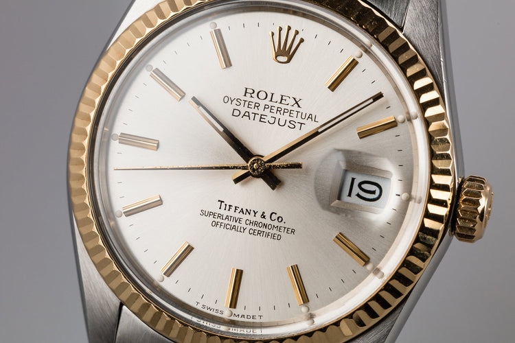 1988 Rolex Two-Tone DateJust 16013 With Silver "Tiffany & Co." Dial