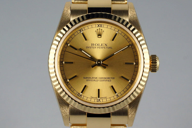 2003 Rolex YG MidSize Oyster Perpetual 77518 with Box and Papers