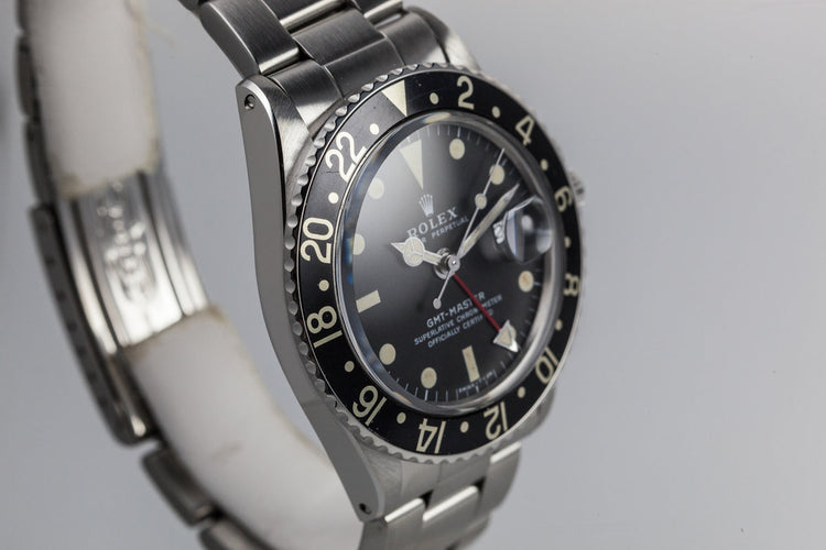 1971 Rolex GMT-Master 1675 with Black Bezel Insert and Box and Papers F-105 Fighter-Bomber Watch