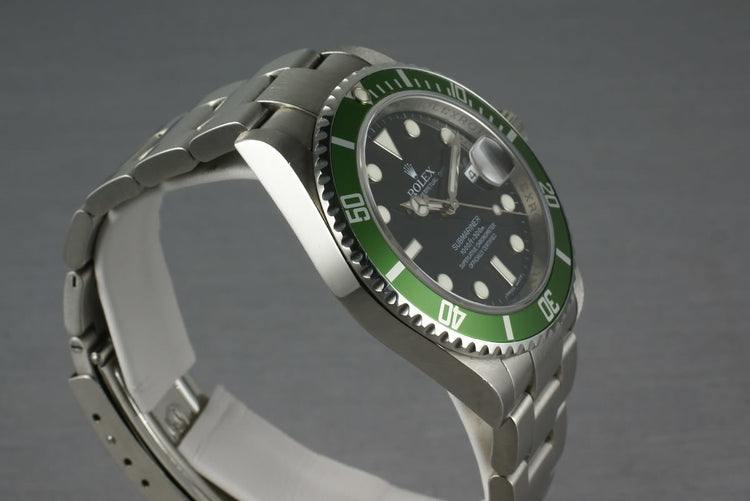 Rolex Green Submariner  16610 LV with Box and Papers