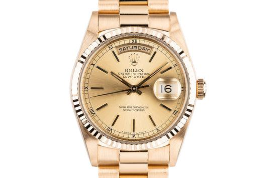 1995 Rolex 18K Day-Date 18238 with Service Papers