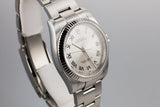 2007 Rolex Oyster Perpetual 116034 Silver Diamond Dial with Box and Papers
