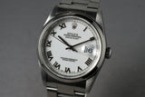 1997 Rolex DateJust 16200 White Roman Numeral Dial with Box  Papers