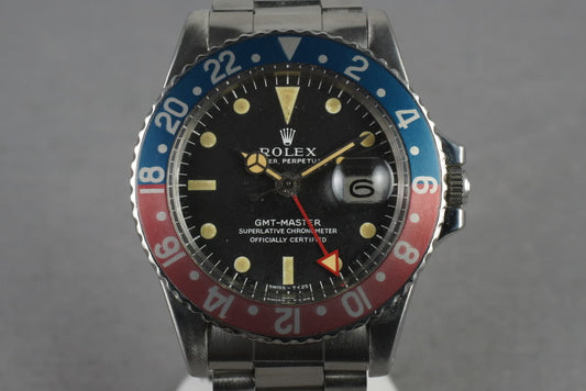 1967 Rolex GMT 1675  Mark 1 Dial with All  Red 24 Hour Hand