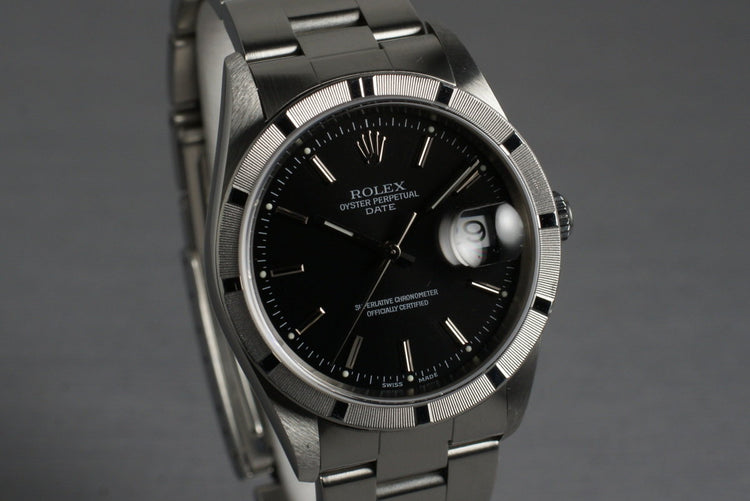 2001 Rolex Black Dial Date 15210 with Box & Papers