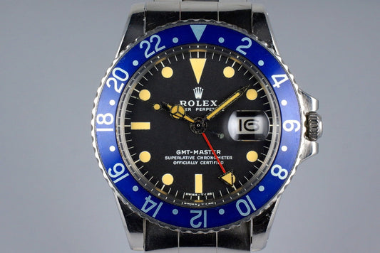 1972 Rolex GMT 1675 Blueberry with Box and Papers