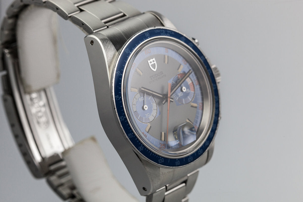 Tudor 7149/0 — Blue and Grey Dial. · Photo: HQ Milton · © HQ Milton, used with permission · Source: https://hqmilton.com/products/1973-tudor-monte-carlo-7149-0