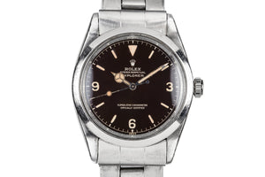 1960 Rolex Gilt Explorer I 1016 with Glossy Dark Brown Chapter Ring Dial