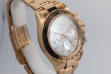 1999 Rolex 18K YG Daytona with Mother of Pearl Dial and Box and Papers