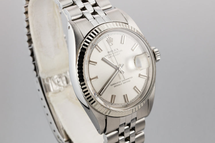 1972 Rolex DateJust 1601 with No Lume Silver Wideboy Dial