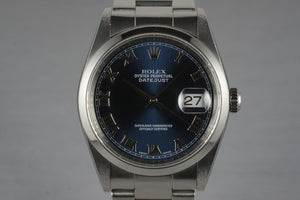 2000 Rolex DateJust 16200 with Blue Roman Dial