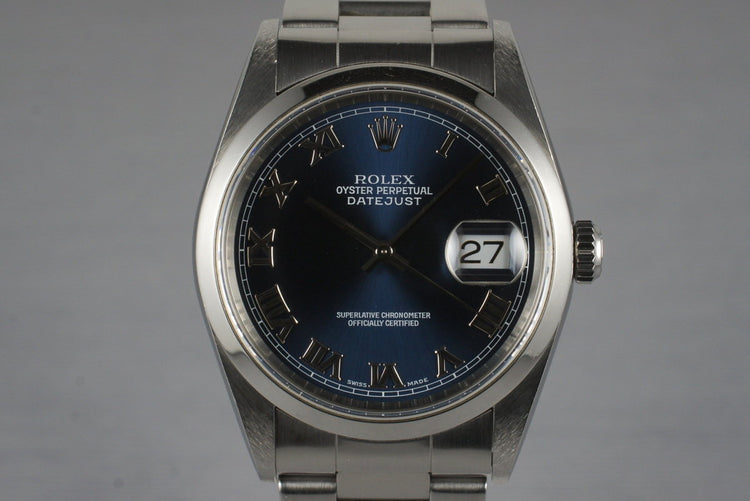2000 Rolex DateJust 16200 with Blue Roman Dial