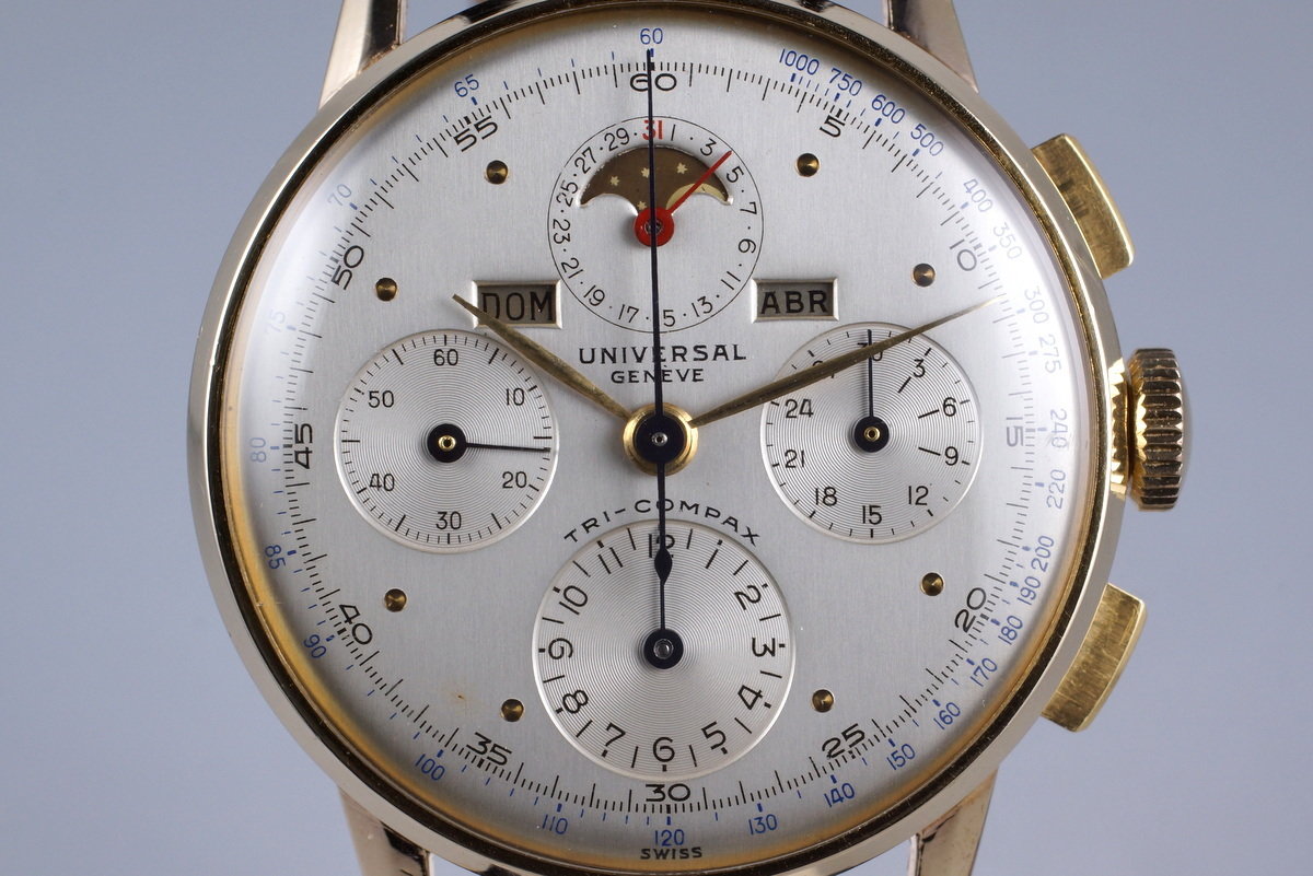 HQ Milton - 1940's Gold Plated Universal Geneve Tri-Compax 42406, Inventory #5887, For Sale