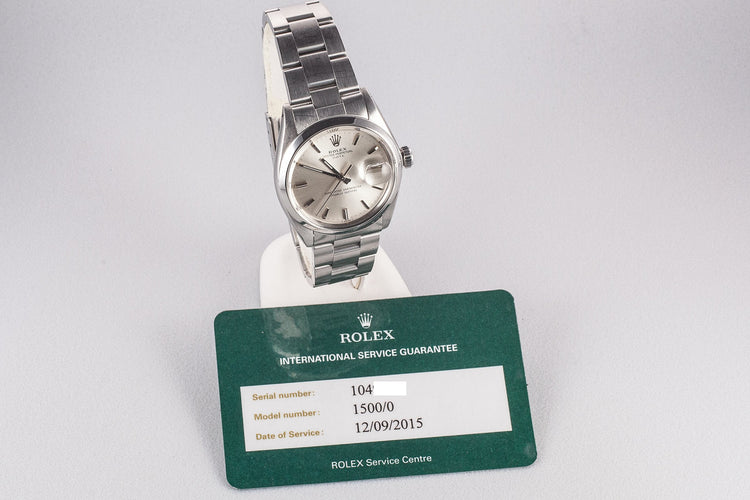 1964 Rolex Date 1500 Silver Dial with Service Papers