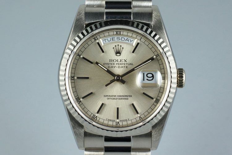 1990 Rolex WG Day-Date Ref: 18239 with White Roman Dial