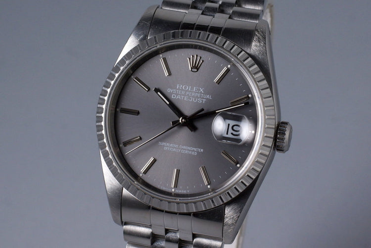 1991 Rolex DateJust 16220 Gray Dial with Box and Papers