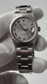 2003 Rolex St/St Datejust 16200 Silver Roman Dial with Papers